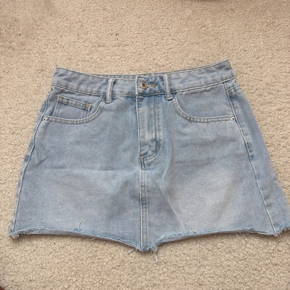 SHEIN Light Blue Denim Mini Skirt